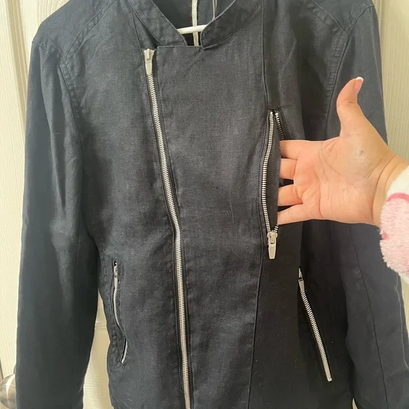 Zara linen Black Zip-Up Jacket - Picture 3 of 9